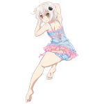  1girl ass babydoll bare_shoulders barefoot blue_babydoll blue_bra blue_panties bra breasts butt_crack cat_hair_ornament closed_mouth dimples_of_venus from_above full_body game_asset grey_hair hair_ornament high_school_dxd ikkitousen ikkitousen_extra_burst lingerie looking_at_viewer lying non-web_source official_art on_stomach panties plaid_clothes plaid_panties see-through_babydoll see-through_clothes self-datamine short_hair shoulder_blades side-tie_panties sidelocks simple_background small_breasts smile solo spaghetti_strap string_panties toujou_koneko transparent_background underwear untied_panties variant_set yellow_eyes 