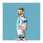  1boy argentina argentinian_national_soccer_team_uniform artist_name ball beard black_eyes black_hair black_socks blue_background blue_socks closed_mouth commentary_request dachai666 facial_hair full_body highres holding holding_ball lionel_messi looking_at_viewer male_focus multicolored_shirt multicolored_socks mustache real_life shirt shoes short_hair short_sleeves shorts sideburns simple_background soccer soccer_ball soccer_uniform socks solo sportswear standing striped_clothes striped_shirt thick_beard thick_mustache vertical-striped_clothes vertical-striped_shirt white_shoes white_shorts white_socks world_cup 