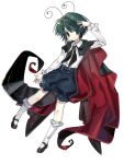  1girl absurdres antennae black_cape black_shorts cape center_frills chinese_commentary commentary_request frills full_body green_eyes green_hair highres long_sleeves looking_at_viewer red_cape shirt short_hair shorts simple_background socks solo touhou two-sided_cape two-sided_fabric white_background white_shirt white_socks wriggle_nightbug zhenda10169 