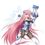  1girl angry armor blue_eyes bodysuit breasts cleavage covered_navel detached_wings divine_heart_makina divine_heart_makina_(character) energy_wings game_asset gloves gun hair_ornament holding kagemusya kurusu_makina_(divine_heart_makina) large_breasts large_variant_set long_hair magical_girl non-web_source official_art open_mouth pink_hair self-datamine simple_background solo tachi-e thighhighs transparent_background variant_set very_long_hair weapon wings 