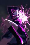  1girl absurdres black_boots boots closed_mouth commentary dated_commentary dress highres holding holding_sword holding_weapon kagari_mimi kimi_ga_shinu_made_koi_wo_shitai licking_lips long_hair long_sleeves mutsuki_(mutsuki0110) pink_eyes pink_hair purple_dress sailor_collar school_uniform solo sword tongue tongue_out weapon 