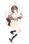  1girl :3 @_@ absurdres animal_charm animal_ear_hairband animal_ears bag bag_charm between_breasts biting black_socks blush bodysuit bow bowtie breasts brown_bag brown_cardigan brown_hair brown_shoes cardigan charm_(object) fake_animal_ears full_body hairband highres knees_together_feet_apart komejima_nenne large_breasts loafers long_hair long_sleeves looking_at_viewer original partially_open_cardigan plaid_bow playboy_bunny rabbit_ear_hairband rabbit_ears rabbit_tail school_bag shibari shirt shoes socks solo stuffed_animal stuffed_rabbit stuffed_toy tail thick_thighs thighs w_arms watermark white_bodysuit white_hairband white_shirt 