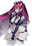  13addendum 1girl baobhan_sith_(fate) baobhan_sith_(second_ascension)_(fate) bare_shoulders black_panties bracelet breasts commentary detached_sleeves earrings fate/grand_order fate_(series) grey_eyes highres jewelry large_breasts long_hair looking_at_viewer panties pink_hair pointy_ears revealing_clothes sidelocks solo spiked_bracelet spikes thigh_strap thighs tiara underwear veil 