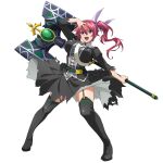  1girl :d arm_up belt black_belt black_boots black_dress black_garter_straps boots bow breasts breasts_apart dress full_body game_asset garter_straps hair_between_eyes hair_bow hair_ornament hair_scrunchie hammer high_side_ponytail holding holding_hammer ikkitousen ikkitousen_extra_burst large_breasts legs_apart long_hair looking_at_viewer non-web_source official_art open_mouth purple_bow purple_eyes purple_scrunchie red_hair scrunchie self-datamine shiyou_(ikkitousen) side_ponytail simple_background smile solo teeth thigh_boots transparent_background upper_teeth_only variant_set zettai_ryouiki 