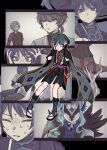  4boys absurdres arm_strap arm_support armor ascot black_choker black_eyes black_hair black_kimono black_mask black_mouth black_pants black_sandals black_shorts black_sleeves black_vest bow bowtie brown_hair choker closed_eyes clutching_head coat commentary_request covered_collarbone disguise dottore_(genshin_impact) dual_persona escher_(genshin_impact) evil_smile eye_mask facial_hair facing_viewer feather-trimmed_coat flashback full_body furisode gaota genshin_impact goatee gold gold_trim grey_hair hair_intakes hand_on_own_stomach hands_on_own_head headscarf highres implied_injury japanese_armor japanese_clothes jewelry juban kimono kote kurokote lapels layered_shorts long_bangs long_sleeves looking_at_another looking_at_viewer looking_to_the_side mask mitsudomoe_(shape) multicolored_hair multiple_boys multiple_views neck_ring nervous_sweating niwa_(genshin_impact) notched_lapels o-ring o-ring_choker open_clothes open_hands open_kimono open_mouth pants parted_lips purple_ascot purple_sash purple_shorts red_hair red_kimono red_sash red_sleeves sandals sash scaramouche_(genshin_impact) scaramouche_(harbinger)_(genshin_impact) shirt short_sleeves shorts smile stirrup_legwear streaked_hair sweat syringe_earrings tassel toeless_legwear tomoe_(symbol) tsurime turtleneck turtleneck_shirt undershirt vest white_bow white_bowtie white_coat white_kimono wide-eyed zouri 