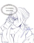  1boy adam's_apple bare_shoulders bishounen blunt_ends bodysuit closed_mouth covered_collarbone cup cursive disposable_cup drinking_straw english_text eyelashes genshin_impact gracesy_grace greyscale hand_up highres holding holding_cup japanese_clothes kimono looking_to_the_side male_focus monochrome off_shoulder portrait scaramouche_(genshin_impact) signature sketch solo tsurime turtleneck turtleneck_bodysuit wanderer_(genshin_impact) white_background 