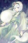  black_hairband blue_eyes dual_wielding ghost hairband holding katana konpaku_youmu konpaku_youmu_(ghost) osanai_satoru short_hair silver_hair solo sword touhou weapon 