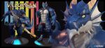  2023 2_horns 3d_(artwork) 4_toes animal_genitalia anthro blue_body blue_scales bottomwear bow_(weapon) chain chain_leash character_name chiefkaine claws clothing countershade_torso countershading digital_media_(artwork) digitigrade dragon erection eyebrows facial_scales facial_spikes feet finger_claws genital_slit genitals harness harness_only head_scales hi_res holding_bow_(weapon) holding_object holding_ranged_weapon holding_weapon horn leash loincloth male model_sheet mythological_creature mythological_scalie mythology open_mouth penis ranged_weapon scale_eyebrows scales scalie solo spikes spikes_(anatomy) toe_claws toes twitter twitter_handle twitter_logo valorean_(krankheit-lan) weapon white_body white_countershading white_scales yellow_eyes 