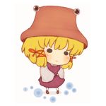  blonde_hair chibi hat lowres moriya_suwako o_o rei_(tonbo0430) shy solo touhou 