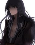  bad_id bad_pixiv_id black_eyes black_hair long_hair male_focus nod serious solo tales_of_(series) tales_of_vesperia white_background yuri_lowell 