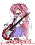  angel_beats! bad_id bad_pixiv_id guitar highres instrument pink_eyes pink_hair school_uniform solo tsujishiro_naohitagi two_side_up yui_(angel_beats!) 