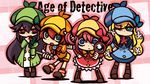  blonde_hair blue_eyes boots bow brown_eyes brown_hair cordelia_glauca deerstalker detective flower green_eyes hair_flower hair_ornament hat hercule_barton long_hair magnifying_glass multiple_girls one_eye_closed open_mouth pantyhose pink_bow pink_hair red_eyes riyo_(lyomsnpmp) sherlock_shellingford short_hair tantei_opera_milky_holmes very_long_hair yuzurizaki_nero 