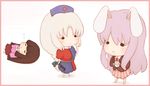  :3 animal_ears bunny_ears chibi cleaver houraisan_kaguya lying multiple_girls o_o rei_(tonbo0430) reisen_udongein_inaba sleeping teruyof touhou yagokoro_eirin 