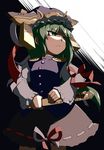  bad_id bad_pixiv_id green_eyes green_hair hamahara_yoshio hat highres rod_of_remorse shiki_eiki short_hair solo touhou 