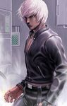  belt dark_skin dark_skinned_male gloves highres jacket k' male_focus sakkan solo the_king_of_fighters white_hair 