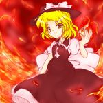  blonde_hair fire hat ribbon solo touhou touhou_(pc-98) tsunogiri yuki_(touhou) 