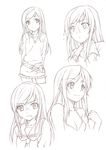  aragaki_ayase belt breasts casual character_sheet cleavage face graphite_(medium) greyscale halterneck heart jewelry lineart monochrome mushi024 necklace ore_no_imouto_ga_konna_ni_kawaii_wake_ga_nai school_uniform serafuku sketch small_breasts smile traditional_media wavy_mouth wet 