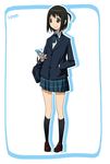  arashiyama_hotori bad_id bad_pixiv_id black_hair blazer brown_eyes cellphone jacket kneehighs phone sakebuotoko school_uniform short_hair side_ponytail skirt solo soredemo_machi_wa_mawatteiru 