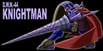  cape english glowing glowing_eyes knight knightman lance momanchiman polearm rockman rockman_(classic) shield solo weapon 