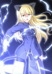  animal_ears bad_id bad_pixiv_id blonde_hair cat_ears crotch_seam electricity glasses kuronyan lightning long_hair military open_mouth panties panties_under_pantyhose pantyhose perrine_h_clostermann solo strike_witches striker_unit tail underwear uniform world_witches_series yellow_eyes 