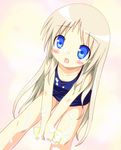  bad_id bad_pixiv_id bent_over blonde_hair blue_eyes blush ebisuke fang kud_wafter little_busters! long_hair looking_up noumi_kudryavka one-piece_swimsuit school_swimsuit soap_bubbles solo sponge swimsuit 