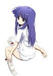  absurdres barefoot blue_hair feet furude_rika highres higurashi_no_naku_koro_ni kneeling no_pants panties purple_eyes sakai_kyuuta socks solo third-party_edit underwear 