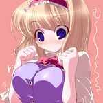  alice_margatroid blonde_hair blue_eyes breast_squeeze breasts capelet hairband jpeg_artifacts large_breasts looking_down lowres miuku_(marine_sapphire) solo staring touhou wide-eyed 