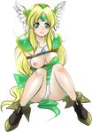  bdsm blonde_hair bondage bound breast_bondage breast_slip breasts large_breasts loco long_hair low-tied_long_hair nipples one_breast_out panties pantyshot pantyshot_(sitting) riesz rope seiken_densetsu seiken_densetsu_3 sitting solo underwear 