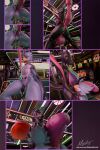 2:3 3d_(artwork) anthro attribute_theft avian balls big_breasts big_penis blender_(artwork) breasts comic digital_media_(artwork) duo ejaculation generation_7_pokemon genitals genitals_shrinking glans gynomorph hi_res hiddenmask18 huge_penis hyper hyper_genitalia hyper_penis intersex licking licking_lips male nightclub nintendo nude penis penis_shrinking pokemon pokemon_(species) salazzle size_theft tail tail_fetish tail_mouth text tongue tongue_out unusual_anatomy unusual_tail url
