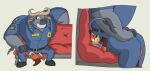 absurd_res anthro ass_in_face barazoku barefoot belt biceps big_butt big_muscles big_pecs black_belt black_clothing black_footwear black_shoes blue_bottomwear blue_clothing blue_pants blue_shirt blue_topwear boss boss_and_employee bottomwear butt butt_focus butt_in_face canid canine cape_buffalo chief_bogo clothing disney duo employee face_in_ass facesitting feet footwear fox fur furniture green_eyes grey_body grey_fur hi_res hooves horn larger_anthro larger_male male male/male mammal manly mature_anthro mature_male muscular muscular_anthro muscular_arms muscular_male muscular_thighs nick_wilde on_sofa one_eye_closed orange_body orange_eyes orange_fur overkelion pants pawpads pecs pink_clothing pink_shirt pink_topwear police police_badge police_chief police_officer police_uniform punished punishment red_fox shirt shoes sitting sitting_on_another sitting_on_partner sitting_on_sofa size_difference smaller_anthro smaller_male sofa spread_legs spreading squirming tail tail_tuft thick_arms thick_thighs topwear tough_guy true_fox tuft uncomfortable uniform white_bottomwear white_clothing white_pants zootopia