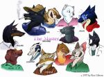 1997 ambiguous_gender angry annoyed anthro arctic_fox black_body black_fur canid canine canis cheek_tuft cigarette clothing coyote disembodied_head dobermann domestic_cat domestic_dog english_text eyewear facial_tuft felid feline felis fox fur glasses grin group gulonine hat head_only headgear headwear inner_ear_fluff jack_salem jacket leather leather_clothing leather_jacket leather_topwear male mammal marten mustelid musteline pince-nez pinscher quinn_(roz_gibson) roz_gibson sable_(marten) shirt sign simple_background smile smoking smoking_cigarette species_request stoat teeth text topwear true_fox true_musteline tuft weasel whiskers white_background wolf worried