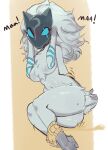 2024 animal_noises ankles_tied anthro arms_tied arms_tied_behind_back bdsm black_mask bleating blue_eyes bondage bound bovid breasts butt caprine chest_tuft empty_eyes featureless_breasts female fur glowing glowing_eyes hair hooves kindred_(lol) lamb_(lol) league_of_legends legs_tied long_ears mammal mask navel nude restraints riot_games rope rope_bondage seuppi sheep simple_background solo tail tan_background tencent text tuft wearing_mask white_body white_fur white_hair