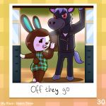 1:1 2022 3_fingers animal_crossing anthro bangs bent_arm biped black_body black_clothing black_eyes black_fur black_jacket black_nose black_topwear brown_hair brown_tail buckteeth butt carmen_(animal_crossing) cel_shading cheek_spots closed_smile clothed clothed_anthro clothed_female clothed_male clothing colored cookieboy011 digital_drawing_(artwork) digital_media_(artwork) dress duo english_description english_text equid equine featureless_crotch feet female female_anthro fingers fur gesture grey_hair grey_hooves grey_tail hair holding_suitcase hoof_hands hooves horse inside jacket lagomorph larger_anthro larger_male leaving leporid light lighting long_ears looking_at_viewer male male_anthro mammal mouth_closed multicolored_body multicolored_clothing multicolored_dress multicolored_fur nintendo no_eyebrows number one_eye_closed open_mouth open_smile pattern_background pattern_clothing pattern_dress photo pink_tongue plaid plaid_background plaid_clothing plaid_dress pupils rabbit red_eyes roscoe_(animal_crossing) scut_tail shaded shirt short_tail simple_background size_difference smaller_anthro smile standing story story_in_description straight_legs suitcase tail teal_clothing teal_dress teal_inner_ear teeth text title tongue topwear train unguligrade vehicle walking waving waving_at_viewer white_clothing white_face white_feet white_hands white_shirt white_topwear window