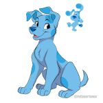 1:1 2026 4_toes artist_name blue's_clues blue_body blue_eyes blue_fur blue_nose canid canine canis chest_tuft digital_drawing_(artwork) digital_media_(artwork) dipstick_ears domestic_dog ear_markings eyebrows facial_tuft fangs feet felixcartoons feral floppy_ears full-length_portrait fur hi_res male mammal markings multicolored_ears nickelodeon open_mouth open_smile pawpads paws pink_tongue portrait quadruped shaded short_tail simple_background sitting smile snout solo spots tail teeth text toes tongue tuft white_background