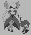 alternative_fashion anthro bat breasts cleavage clothed clothing collar dress duo echidna female goth hi_res knuckles_the_echidna male male/female mammal monochrome monotreme rouge_the_bat rougethedaisy sega size_difference sonic_the_hedgehog_(series) spiked_collar spikes walking walking_together