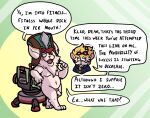 anthro casual_nudity dialogue duo english_text flaccid foreskin genitals heimerdinger_(lol) hi_res kayadult kled_(lol) league_of_legends male male/male nude offscreen_character penis riot_games simple_background tencent text yordle