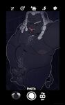 angry anthro arm_tattoo bathroom bathroom_tiles beard big_breasts body_hair breasts camera chest_hair dreadlocks facial_hair felid gui jaguar louie_(zusckucaritas) male mammal melanistic nude overweight overweight_male pantherine shower sketch solo standing tail taking_picture taking_selfie tattoo teeth wrinkles zusckucaritas