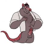 2026 anthro balls biped clothed clothing disney erection eyes_closed fur genitals grey_body grey_fur hi_res humanoid_genitalia humanoid_hands humanoid_penis male mammal murid murine neverforeverland open_clothing open_shirt open_topwear penis professor_padraic_ratigan rat rodent shirt solo tail the_great_mouse_detective topwear