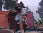 3d_(artwork) abdominal_bulge absurd_res anal anal_penetration anthro arm_around_neck asphyxiation balls big_balls blender_(artwork) bodily_fluids breath_play camping canid canine canis chokehold choking clenched_teeth clothed clothing cross-eyed cum cum_inflation cum_inside cum_on_balls cum_on_ground cum_on_penis death_(puss_in_boots) deep_penetration digital_media_(artwork) dominant dominant_male dreamworks duo erection forest fur genital_fluids genitals glans grey_body grey_fur hair headlock hi_res holding_wrist humanoid inflation male male/male male_penetrating mammal melee_weapon muscular muscular_male navel nude orc orgasm outside pecs penetration penile penile_penetration penis penis_in_ass plant puss_in_boots_(franchise) red_eyes red_orc sex sickle size_difference tail teeth tent trashy_sfm tree vein veiny_penis weapon wolf