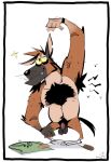 2026 anthro arm_hair armpit_hair arthropod balls black_border black_bracelet black_chest_hair black_eyebrows black_facial_hair black_goatee black_nose black_pubes black_tail body_hair border bracelet brown_body brown_ears brown_fur canid canine canis chest_hair clothed clothing domestic_dog eye_bags eyebrows facial_hair flaccid flexing flexing_bicep flies_for_smell fly_(animal) folded_clothing footwear foreskin fur furgonomic_footwear furgonomics genitals glistening glistening_genitalia glistening_penis goatee hairy_balls hairy_hands hairy_male heterochromia hi_res humanoid_genitalia humanoid_penis insect jewelry leg_hair lidded_eyes male male_anthro mammal mcthundergoose musclegut muscular muscular_anthro muscular_male nipples partially_clothed penis pink_nipples pubes rick_(mcthundergoose) signature simple_background slightly_chubby slightly_chubby_anthro slightly_chubby_male smile smirk socks solo stink_fumes stink_lines tail tan_body tan_fur toony underwear underwear_down unretracted_foreskin vein white_background white_clothing white_footwear white_socks