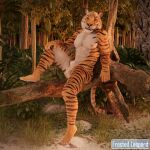 1:1 3d_(artwork) animal_genitalia anthro athletic athletic_anthro athletic_male balls black_body black_fur black_stripes blender_(artwork) blender_cycles_(artwork) branch cheek_tuft chest_tuft claws digital_media_(artwork) facial_tuft fangs feet felid feline finger_claws fluffy fluffy_chest fluffy_ears fluffy_tail fog forest frostedleopard fur fur_markings fuzzy genitals green_eyes jungle looking_at_viewer lounging male mammal markings muscular muscular_anthro muscular_arms muscular_male muscular_pecs muscular_thighs nature_background nipples nude nude_anthro nude_male orange_body orange_fur outside pantherine paws pecs penis penis_tip pink_nipples pink_nose plant realistic relaxing sheath smile smiling_at_viewer solo solo_focus striped_body striped_fur striped_markings striped_tail stripes tail tail_markings teeth tiger toe_claws tongue tongue_out tree tuft watermark whisker_markings whisker_spots whiskers white_body white_fur