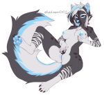 2020 4_toes 5_fingers absurd_res anthro areola artist_name bent_legs big_breasts big_tail blue_eyes breasts chest_tuft claws clitoral_hood clitoris dated digital_drawing_(artwork) digital_media_(artwork) ear_piercing eyebrow_piercing facial_piercing feet female female_anthro fingers flat_colors fur genitals grey_body grey_fur hair hi_res holding_breast humanoid_genitalia humanoid_vulva hyena kyotoleopard looking_at_viewer mammal markings multicolored_body multicolored_fur multicolored_hair navel nipple_piercing nipples nude nude_anthro nude_female open_mouth pawpads paws piercing pubes simple_background smile solo spots spotted_markings spread_legs spreading striped_markings stripes tail text toes tongue tongue_out tongue_piercing tuft vulva white_background