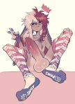 angypaws anthro balls big_balls big_penis bodily_fluids clothing clover_(octo) crown digital_media_(artwork) dripping erection eyebrows feet floating_crown footwear footwear_only foreskin fur genital_fluids genitals gesture gradient_penis hair hand_gesture headgear hi_res honeydewt1me huge_balls huge_penis humanoid_genitalia humanoid_penis lagomorph leporid long_ears looking_at_viewer male mammal markings mostly_nude multicolored_body multicolored_fur multicolored_hair paws penis precum precum_drip rabbit red_penis simple_background sitting smile smug socks socks_only solo spread_legs spreading star_(marking) tongue tongue_out two_tone_hair v_sign