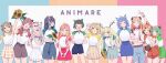  6+girls animal_ear_fluff animal_ears animare bear_ears bear_hair_ornament blonde_hair brown_hair closed_eyes dog_ears everyone eyebrows_visible_through_hair flower hair_ornament hashiba_natsumi_(animare) highres hinokuma_ran hira_hikari inaba_haneru_(animare) kazami_kuku konan_mia long_hair looking_at_viewer multicolored_hair multiple_girls open_mouth orange_hair oura_rukako raglan_sleeves red_hair seshima_rui shiromiya_mimi shirt short_hair smile souya_ichika sunflower tsukinoki_tirol twintails v virtual_youtuber white_shirt yellow_eyes yoo_(conjmy) yunohara_izumi 