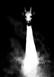  black_background dark giraffe greyscale highres horror_(theme) looking_at_viewer monochrome niwarhythm no_humans original signature 