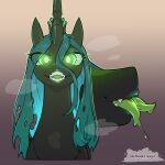 1:1 bodily_fluids close-up cold-blooded-twilight equid equine female feral friendship_is_magic glowing glowing_eyes hasbro hi_res horn lipstick makeup mammal my_little_pony mythological_creature mythological_equine mythology quadruped queen_chrysalis_(mlp) saliva saliva_on_tongue solo steamy_breath tongue tongue_out unicorn
