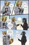 2026 alan_(justroadkill) anthro black_nose brown_body brown_eyes brown_fur canid canine cervine clothed clothed_anthro clothing comic deer dialogue digital_media_(artwork) dipstick_tail duo english_text facial_markings falco_works fangs fluffy fluffy_tail fur grey_body grey_fur head_markings head_tuft hi_res holding_note_pad holding_object holding_pen male mammal markings pen pen_(falco_works) pointy_ears prick_ears raccoon_dog snout speech_bubble tail tail_markings tan_body tan_fur tanuki teeth text tuft tufted_deer tusks white_tail_tip writing_on_paper writing_text writing_utensil yellow_sclera