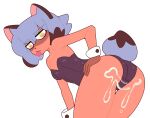 2026 anthro beastman_(brand_new_animal) bent_over biped blue_hair bodily_fluids brand_new_animal breasts brown_body bunny_costume butt butt_focus canid canine clothed clothing condom condom_in_mouth costume cuffs_(clothing) cum cum_drip cum_on_butt cum_on_leg digital_drawing_(artwork) digital_media_(artwork) dipstick_tail dripping facial_markings female genital_fluids gloves_(marking) hair hand_on_hip head_markings hi_res leotard looking_back mammal markings mask_(marking) michiru_kagemori mouth_hold object_in_mouth oddity27 presenting presenting_hindquarters raccoon_dog rear_view sexual_barrier_device simple_background small_breasts small_tail solo studio_trigger tail tail_markings tanuki white_background