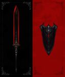  black_background border fantasy gem highres lama_064 no_humans original red_background shield sword texture weapon 