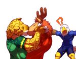2026 5_fingers absurd_res accipitrid accipitriform antlers avian bald_eagle biped bird claws clutch_(fifa) deer eagle eliartema11 eyes_closed felid fifa fingers hair hi_res horn humanoid_hands interspecies jaguar male male/male mammal maple_(fifa) mascot moose new_world_deer pantherine red_hair sea_eagle white_fingers zayu_(fifa)